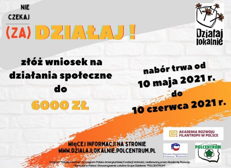 Plakat informujący o kolejnej edycji programu "Działaj Lokalnie"