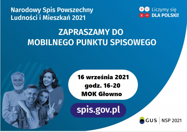 plakat informujący o mobilnym punkcie spisowym