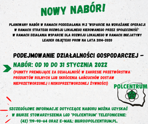 Nabór w zakresie Podejmowania działalności gospodarczej