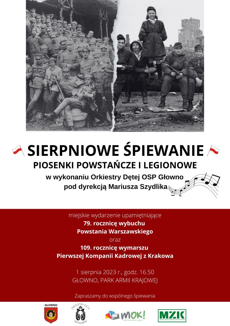 plakat informujący o koncercie Orkiestry Dętej OSP Głowno