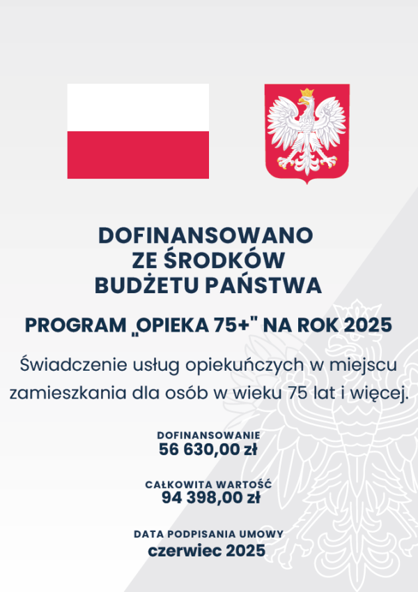 plakat informacyjny o projekcie Program Opieka 75+ na 2025 rok