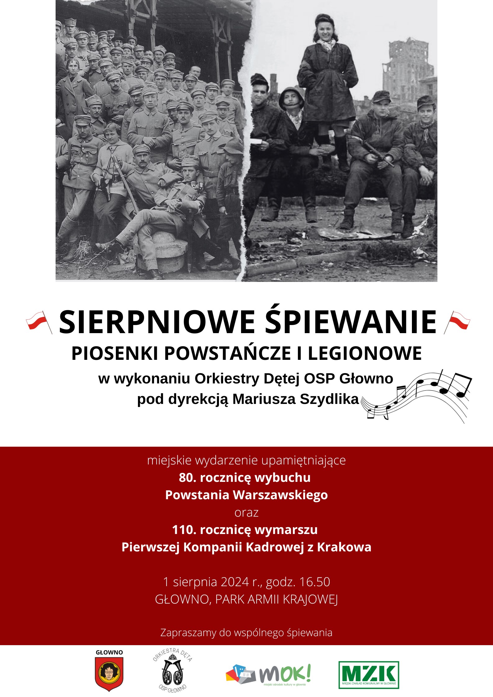 Plakat informujący o sierpniowym śpiewaniu